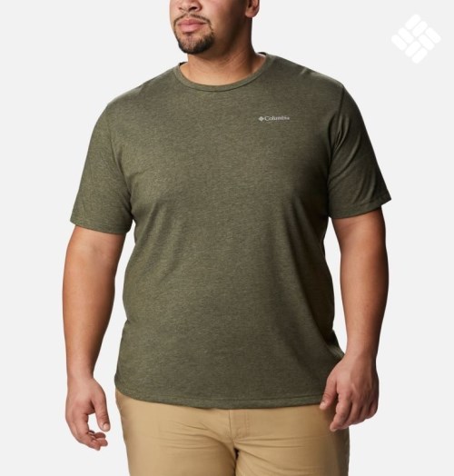 Men's Columbia Thistletown Park Crew T Shirts Olive | Plus Size CA-W58C3